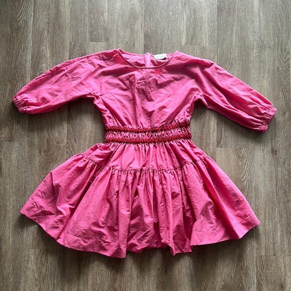 MOLLY GODDARD Tiffany Shirred Puff Sleeve Mini Dress Pink Size 4 - Picture 2 of 7